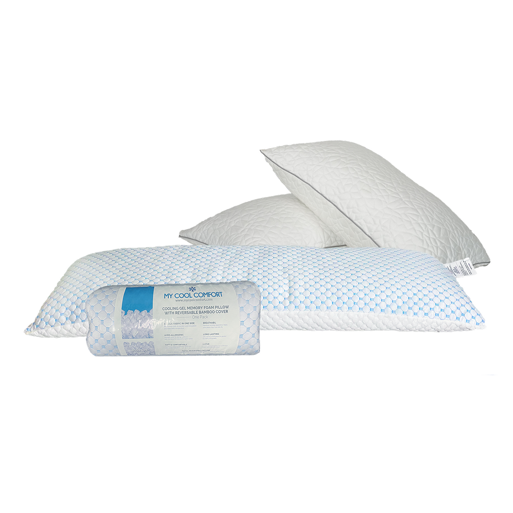 Memory Foam Hypoallergenic Comfort Cooling Bamboo Pillow - Set of 2 - King, White